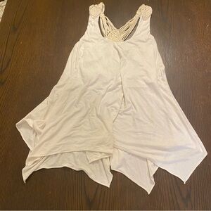 Sky Cream Tank Top with Crochet Detail